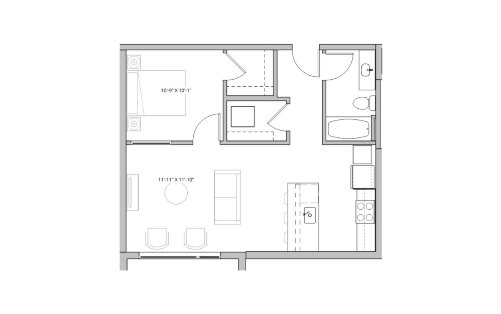 Floor plan layout diagram for Open 1x1 - B6